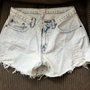 Abercrombie high waisted light wash denim shorts